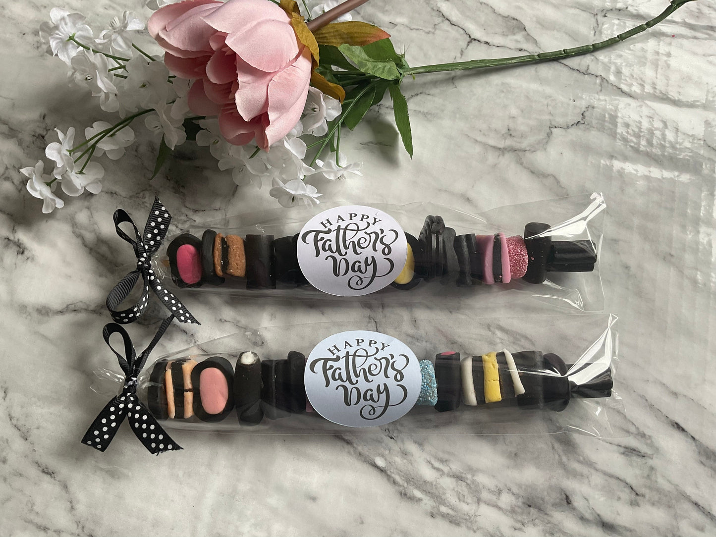 Two liquorice kebabs Happy Fathers Day