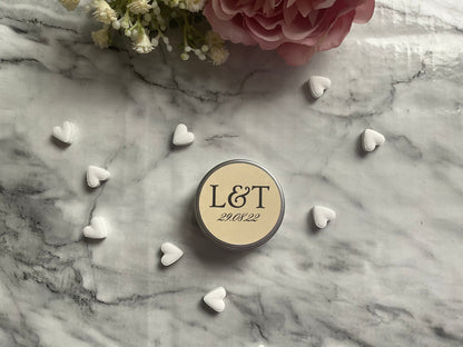 Wedding silver favour tins