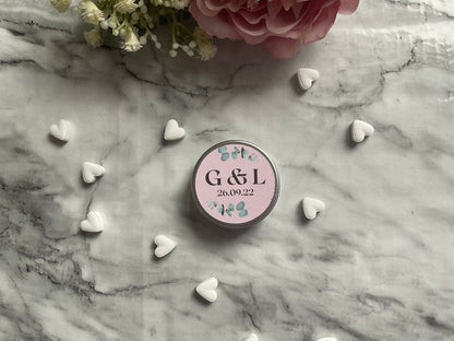 Wedding silver favour tins
