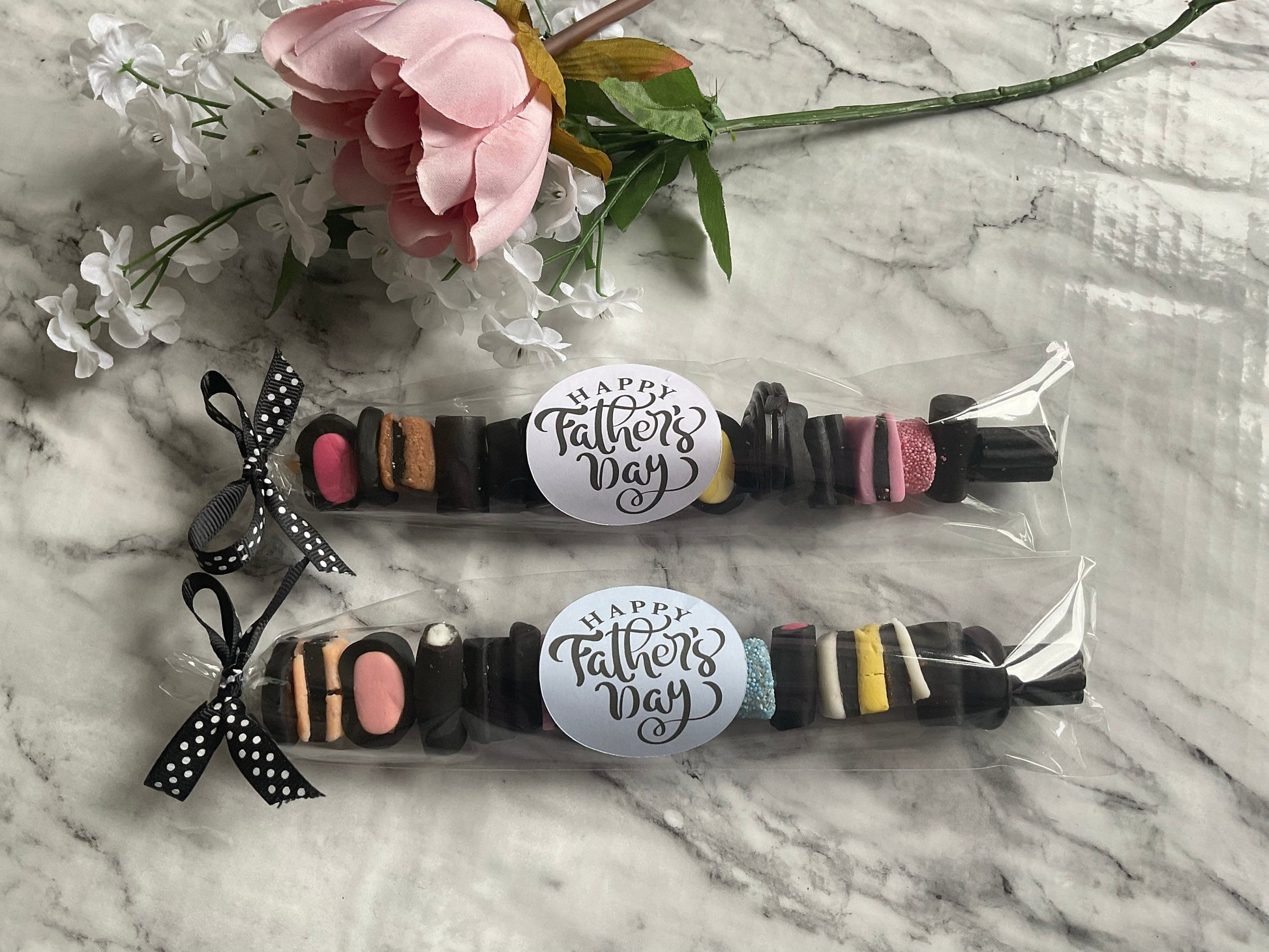 Two liquorice kebabs Happy Fathers Day