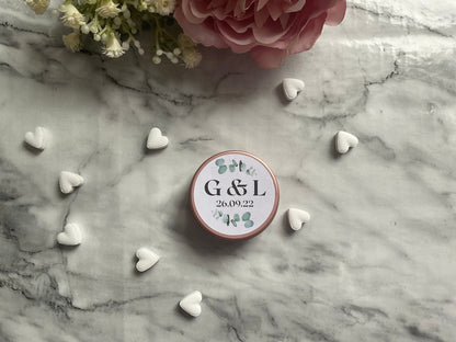 Wedding rose favour tins