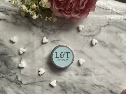 Wedding silver favour tins